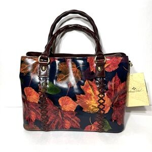 Patricia Nash Dorothy Maple Leaves Leather Convertible Satchel Bag & Duster Rare